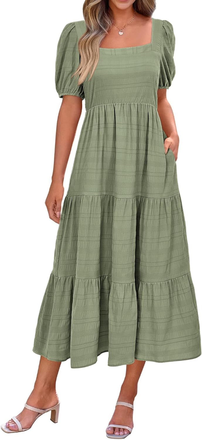PRETTYGARDEN Women's Summer Dresses 2025 Puff Sleeve Style
