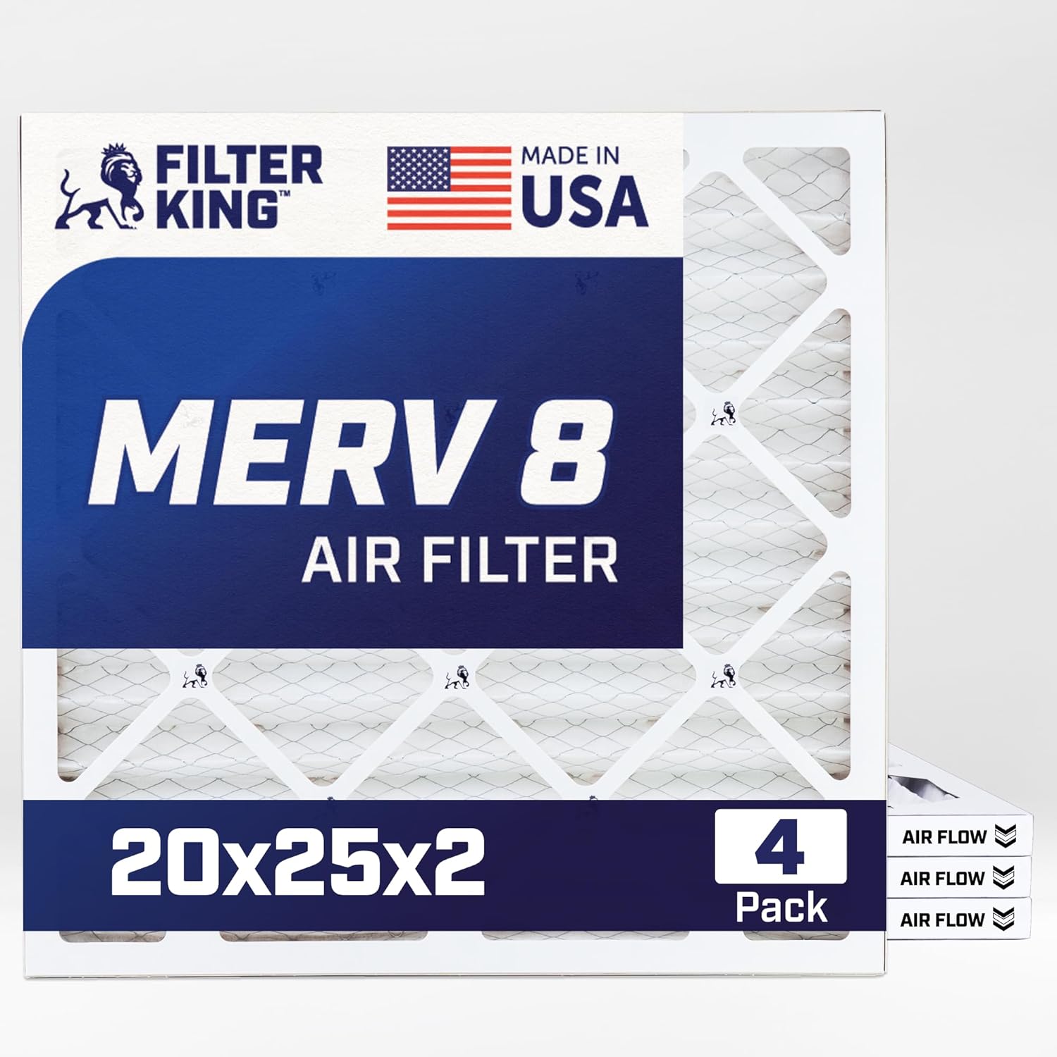 Filter King 20x25x2 Air Filter 4-Pack for Home HVAC Systems