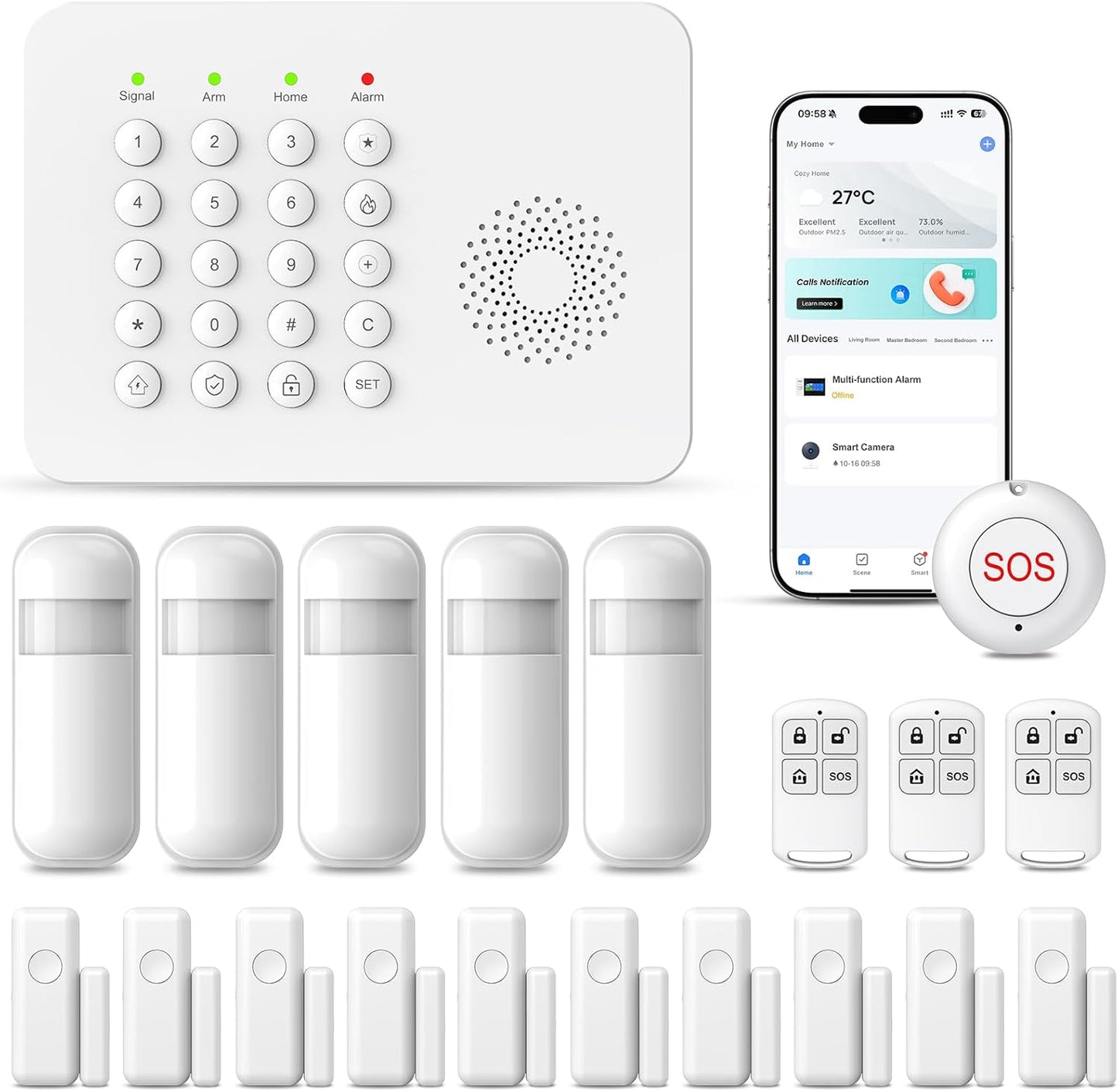 Smart Home Alarm System with 20 Piece DIY Expandable Sensors
