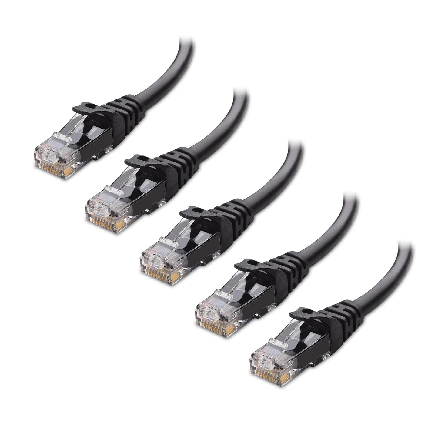 High-Speed 10Gbps Cat 6 Ethernet Cable Pack - 3ft Black