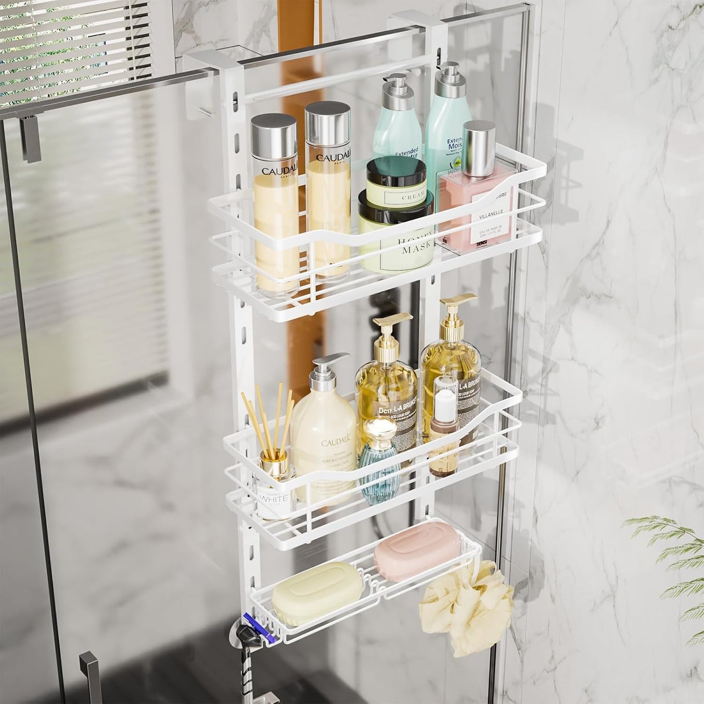 SWTYMIKI Over the Door Shower Caddy - Adjustable 3 Tier Organizer