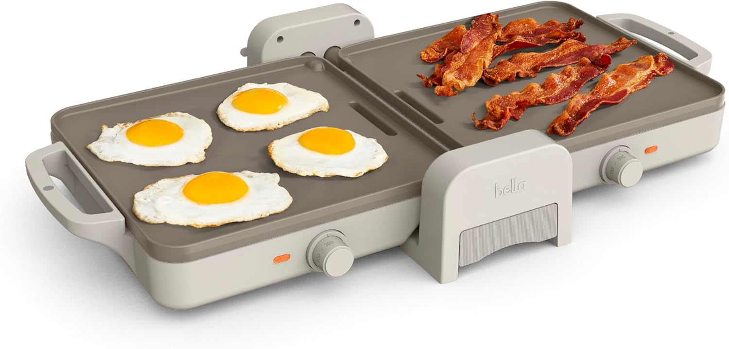 Bella 10in x 20in Ceramic Fold-n-Store Griddle for Easy Cooking