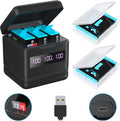 2 Pack Batteries for Hero 9/10/11/12 with Storage Quick Charger