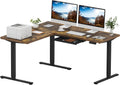 L Shaped Electric Standing Desk with Drawer - Ergonomic Corner Sit
