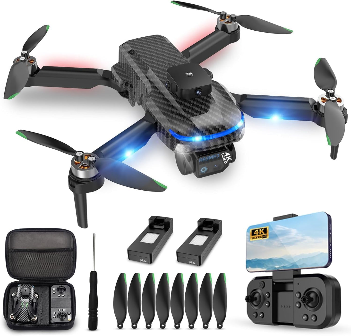 Drones for Adults with Emergency Stop and 4K Camera Features