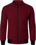 Men's Casual Plaid Cardigan Stand Collar Full Zip Sweater - Slim Fit