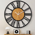 40in Large Display Wall Clock - Silent Black Metal Rustic Design