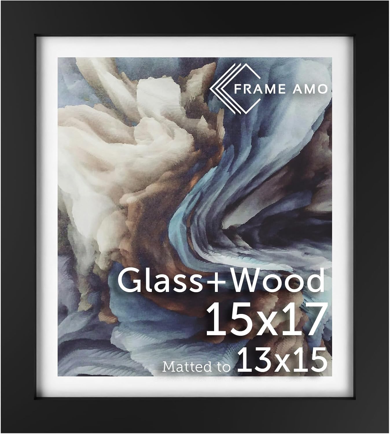 Frame Amo 15x17 Black Solid Wood Poster Frame with Mat