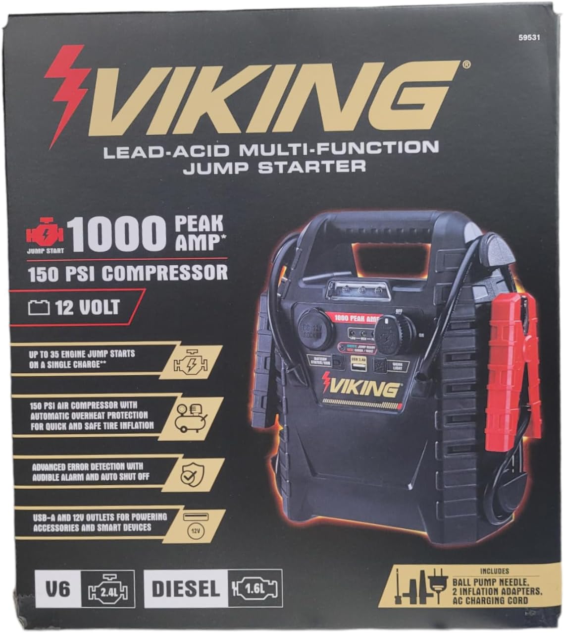 Powerful Viking-Compatible Jump Starter & Air Compressor
