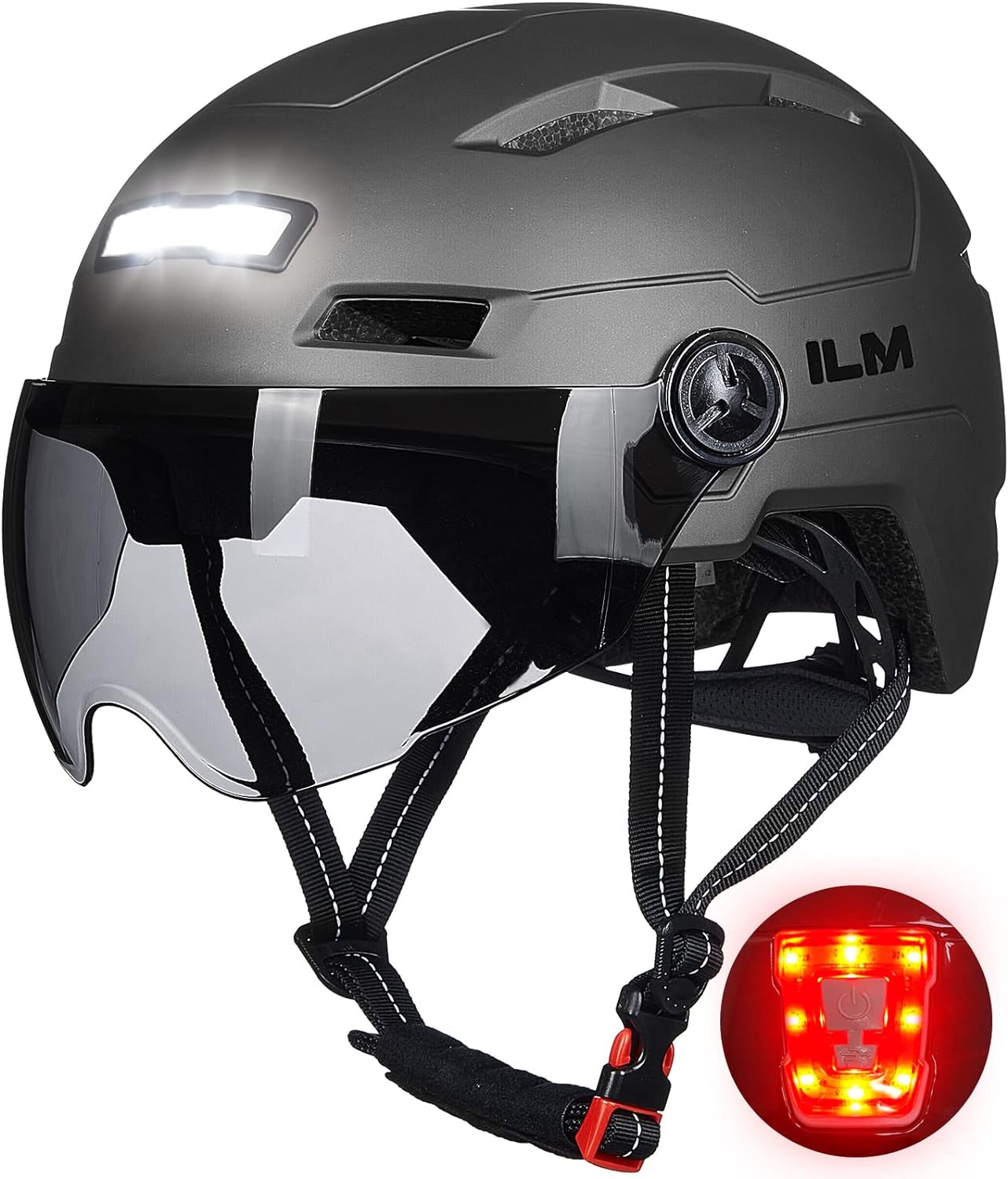 ILM Adult Bike Helmet with USB Rechargeable LED Light Features
