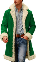 Men's Santa Coat Fleece-Lined Long Cardigan with Pockets - Warm