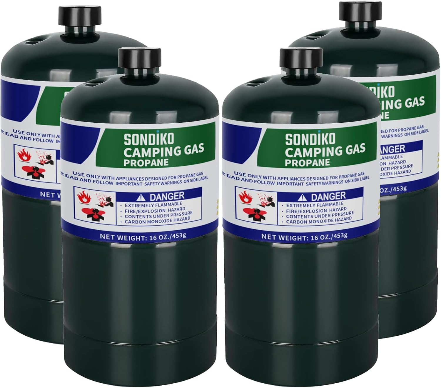 Sondiko Propane Tank 4 Pack - High Purity 1LB Cylinder Fuel