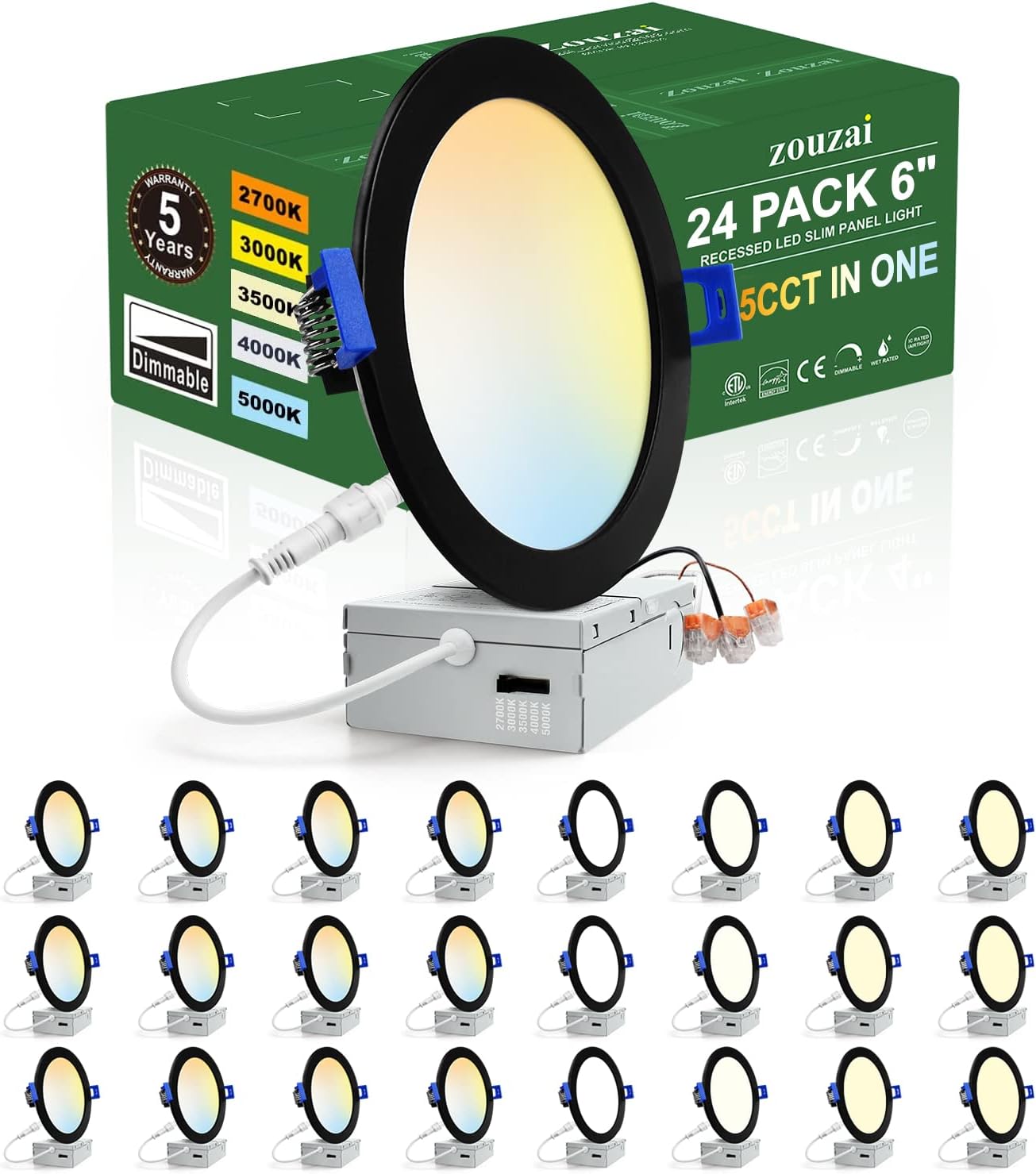 Ultra-Thin 6 Inch LED Recessed Ceiling Light - 24 Pack