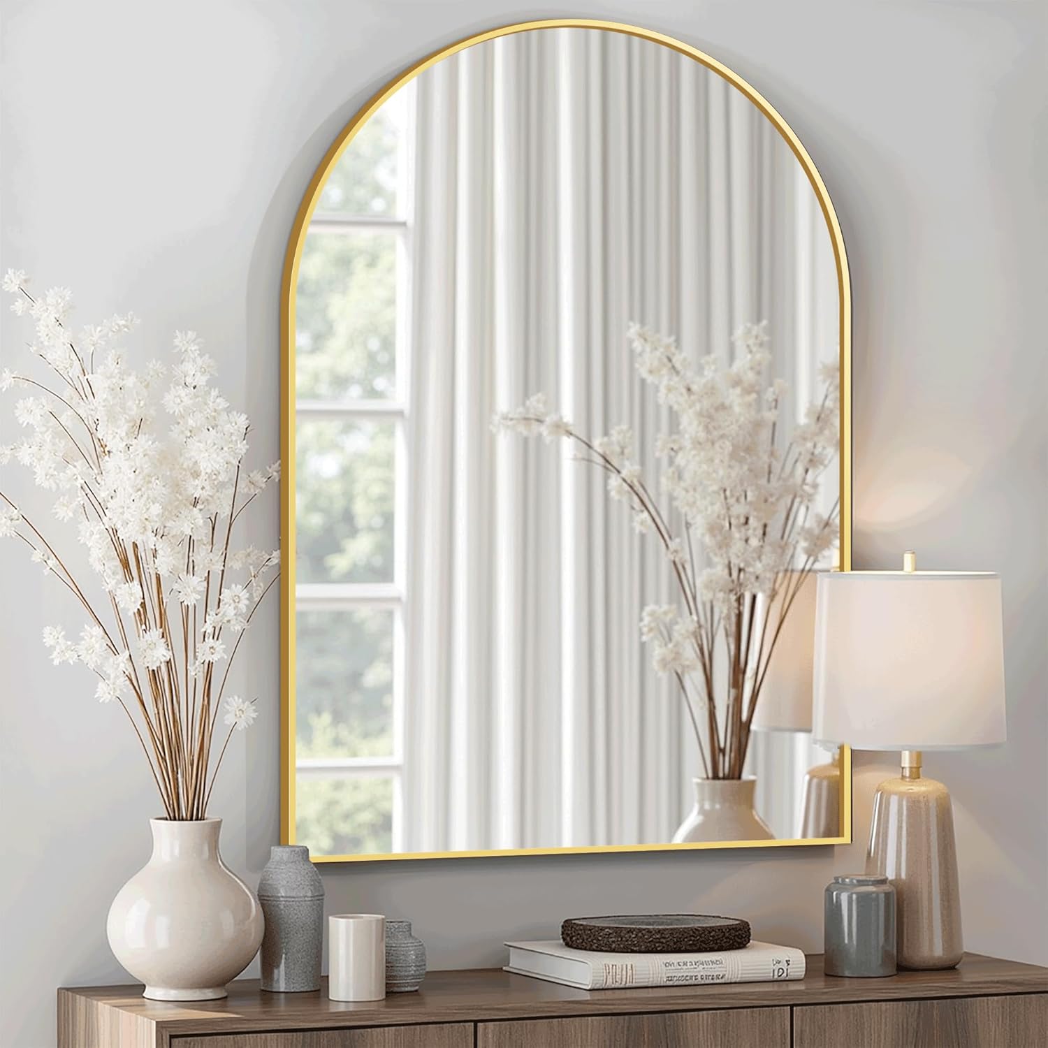 Arched Bathroom Mirror for Wall, 30ft'x20ft' Large Metal Frame