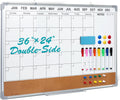 Calendar Whiteboard for Wall 36in x 24in - Double-Sided Planner