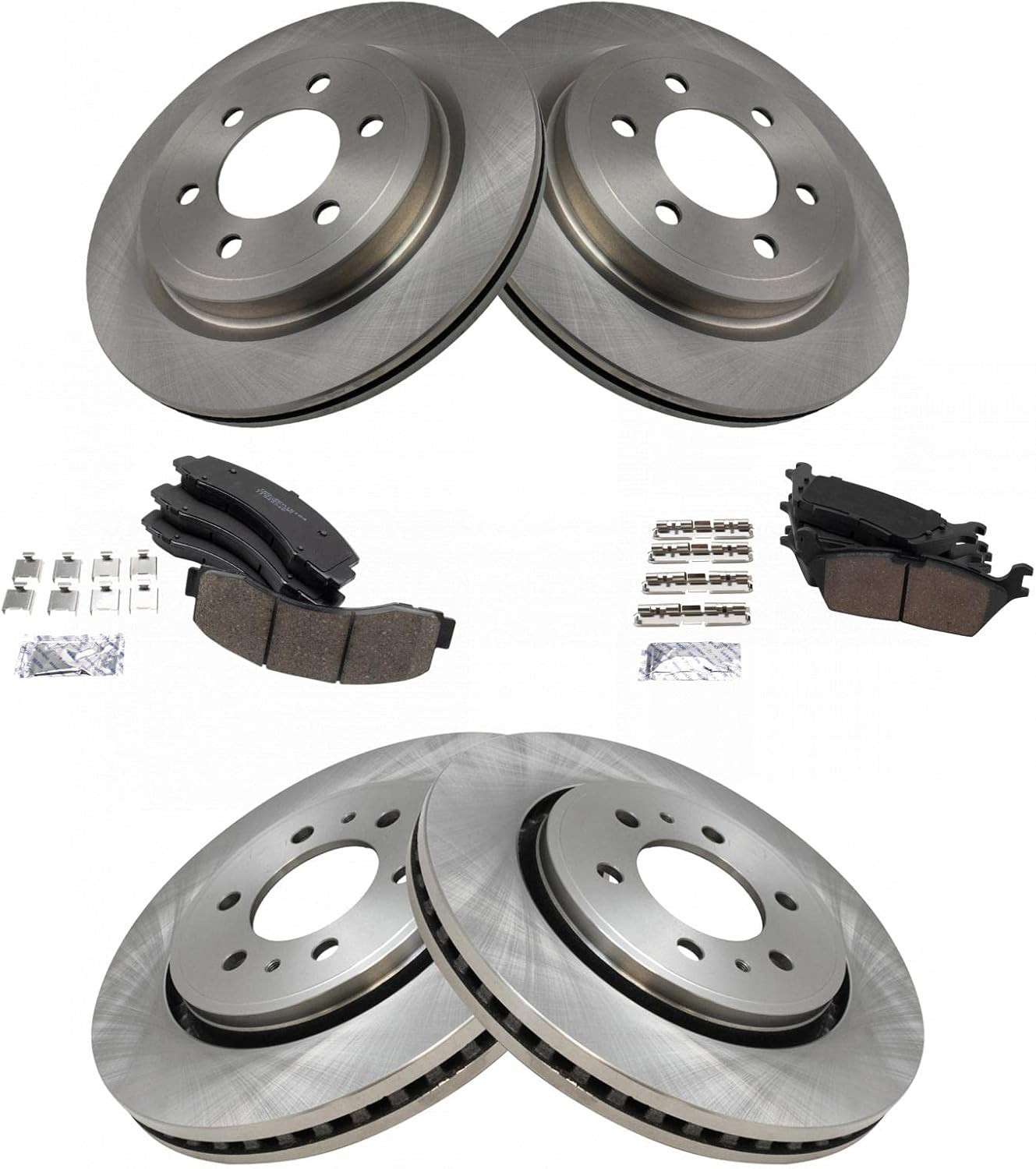 TRQ Front and Rear Brake Pad & Rotor Kit for Ford Expedition
