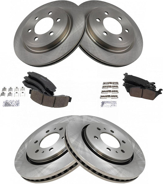 TRQ Front and Rear Brake Pad & Rotor Kit for Ford Expedition