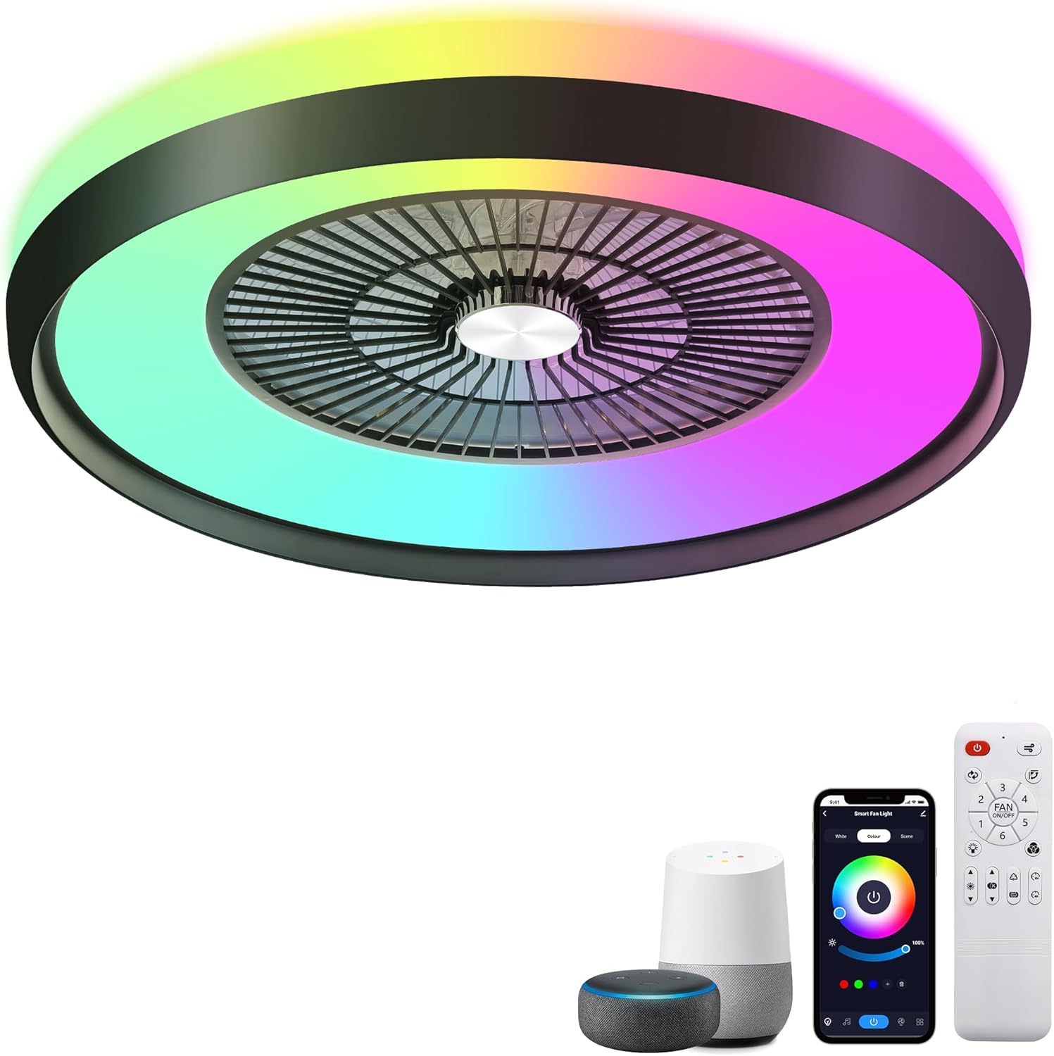 24 Low Profile Ceiling Fan with Light and Remote Control Features