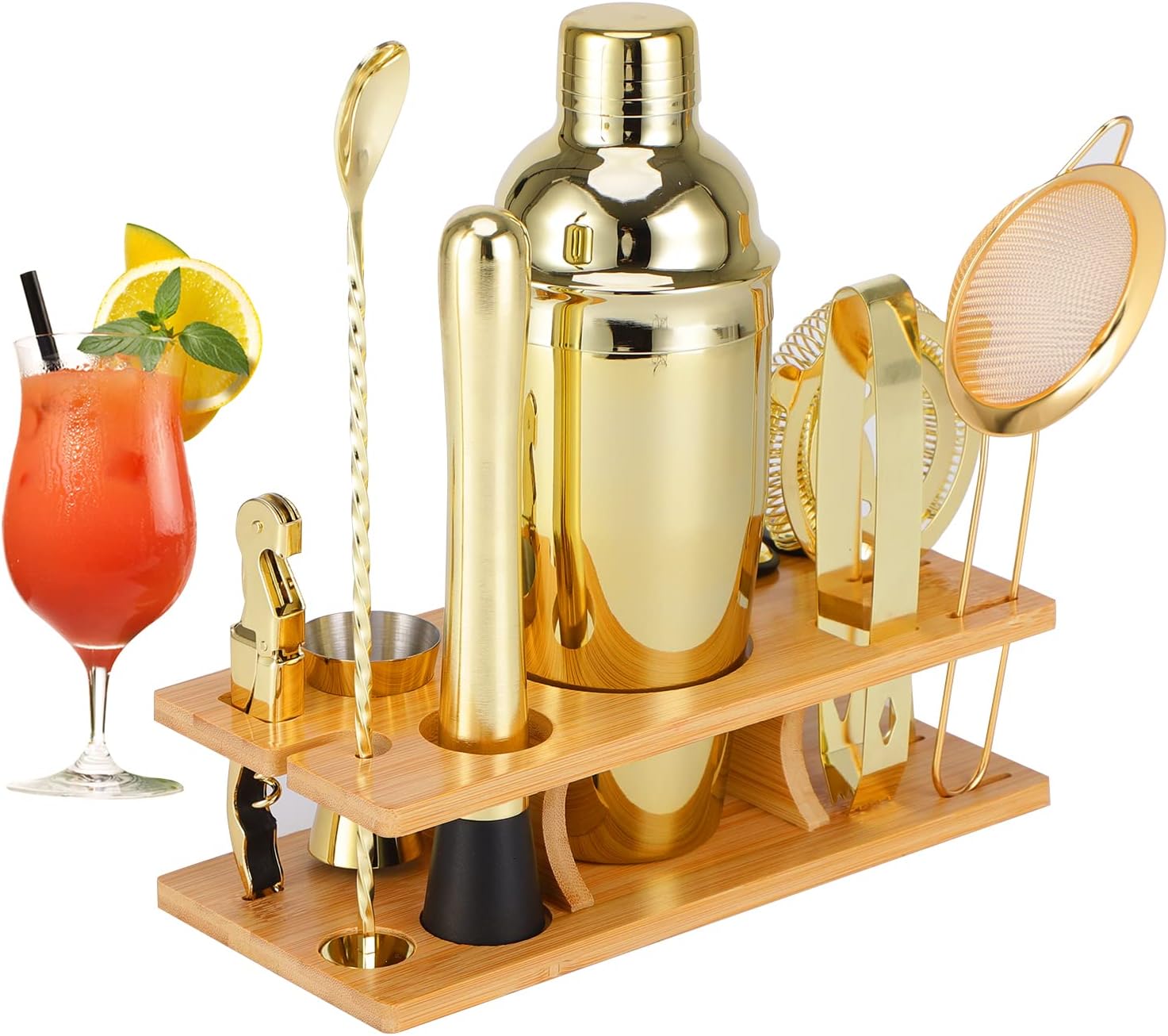 Stylish 11-Piece Cocktail Shaker Set with Recipes