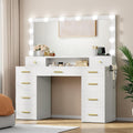 Large Vanity Desk with Mirror and Lights - Spacious Makeup Station
