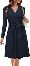 Newshows Womens 2025 Fall Midi Sweater Dress - Belted, Pockets, Travel