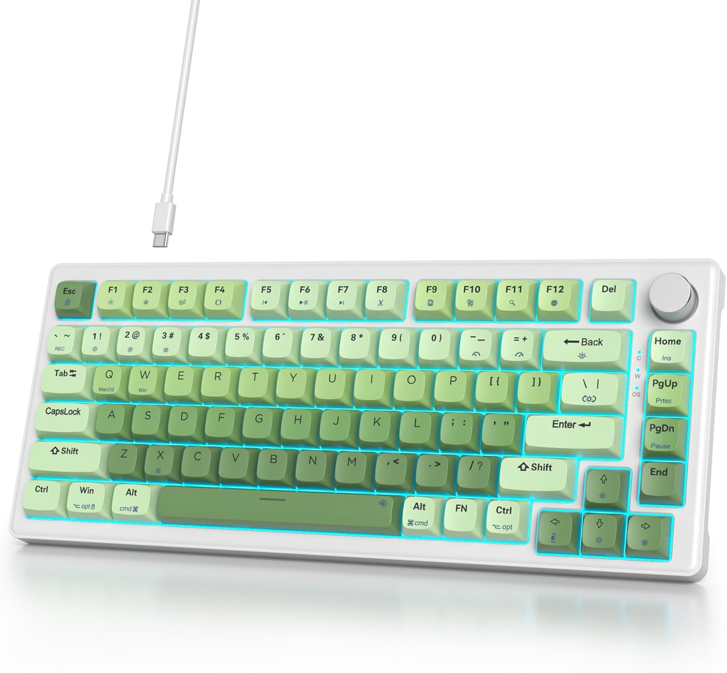 75% Wired Keyboard with Knob for Gaming and Office Use
