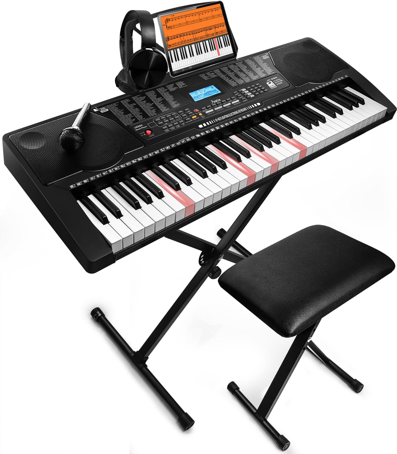 JIKADA 61-Key Lighted Keyboard Bundle