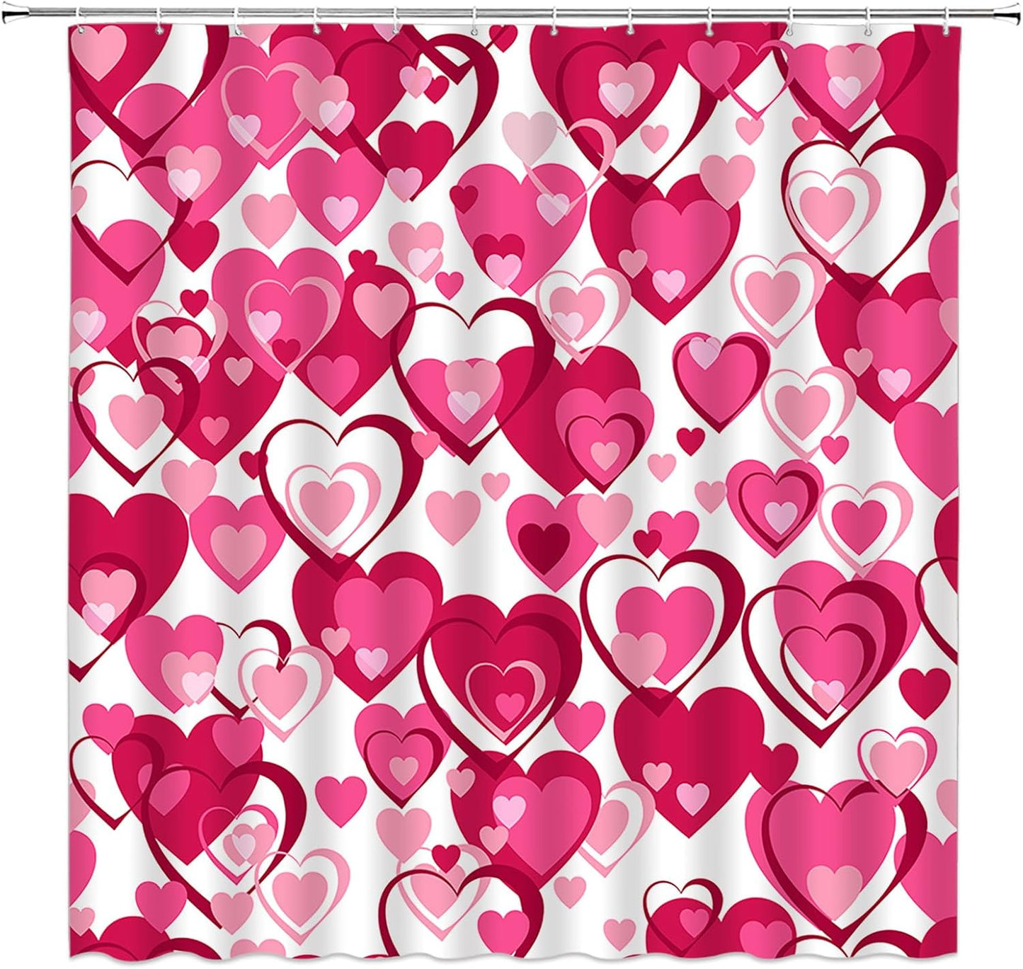 Romantic Hearts Pink Shower Curtain Set