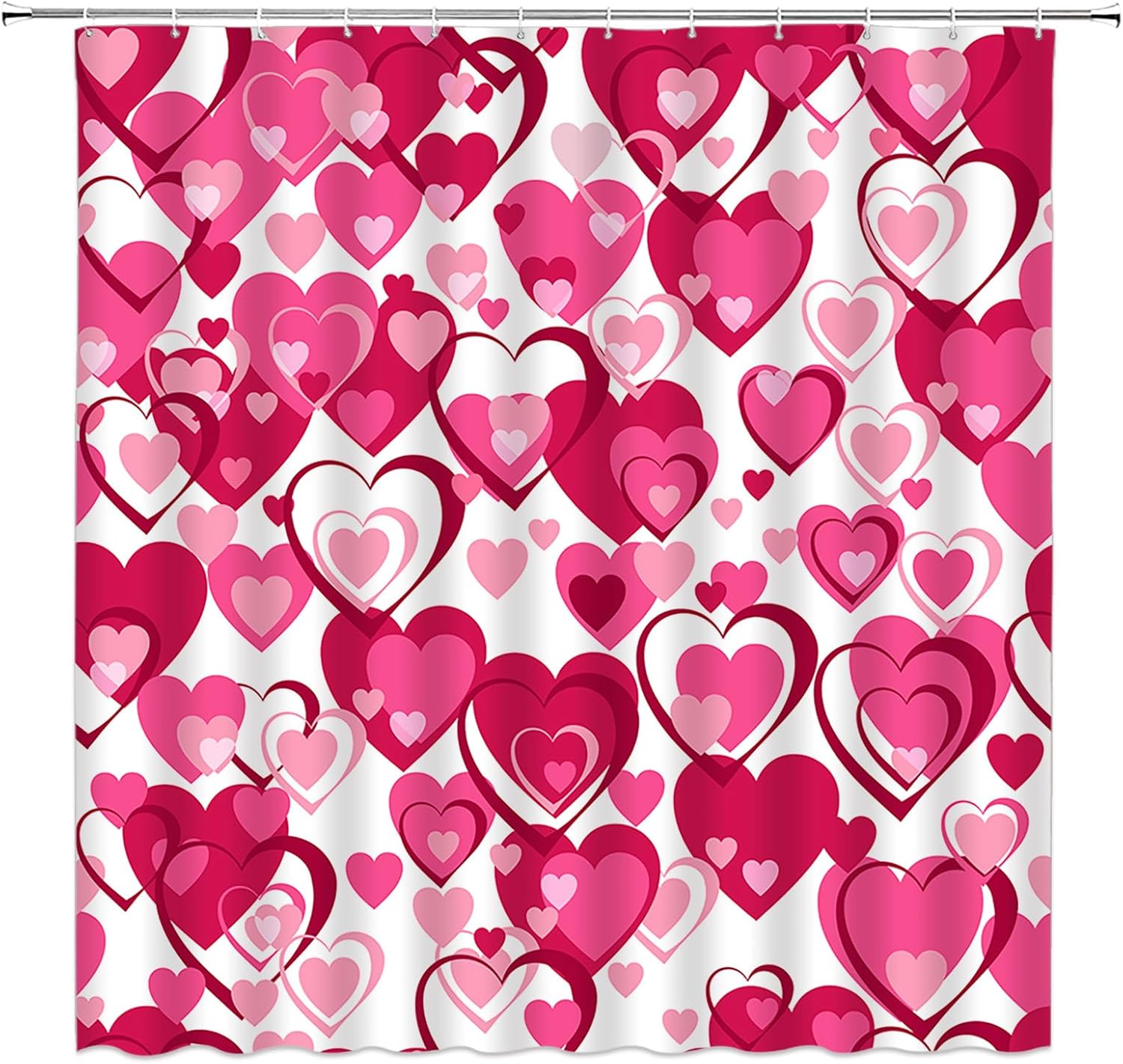 Romantic Hearts Pink Shower Curtain Set