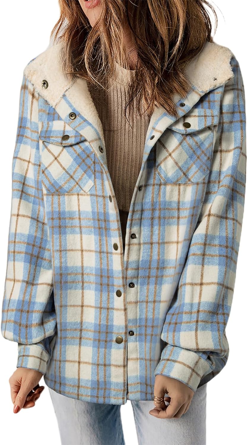 Dokotoo Womens Plaid Shacket Jacket for Cozy Fall Style