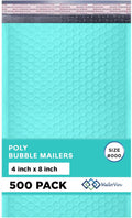Teal Small Bubble Mailers 4x8 in Bulk Pack - Thick Padded Protection