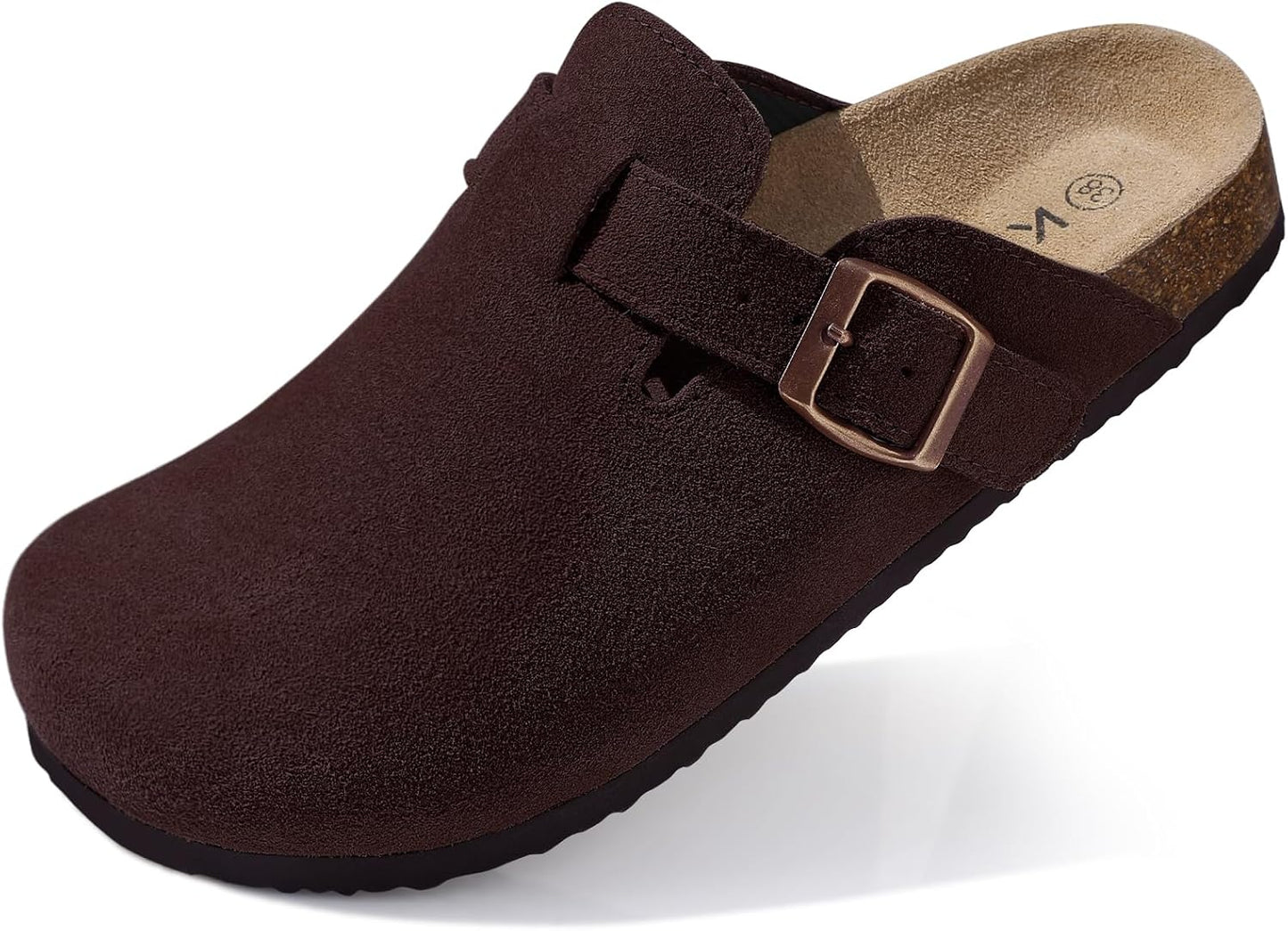 KIDMI Women's Genuine Suede Clogs with Cork Footbed Sandals