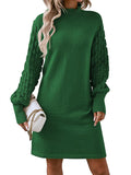 Women's Mock Neck Ribbed Knit Sweater Dress - Cozy Fall Staple