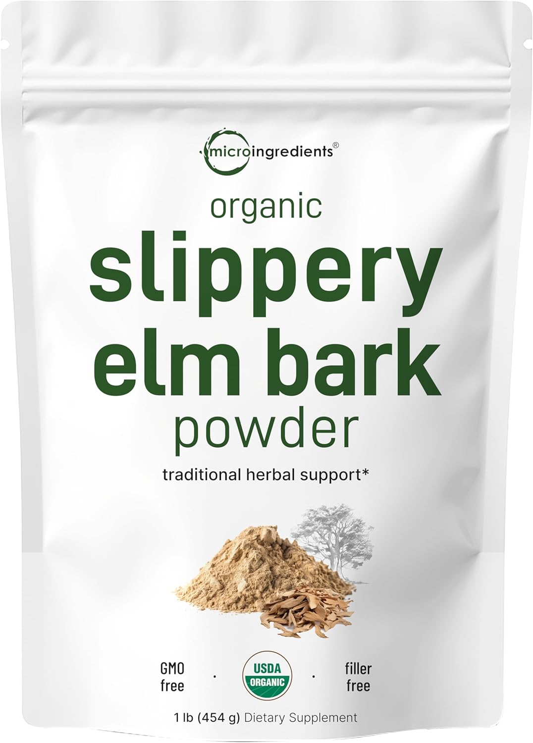 Organic Slippery Elm Bark Powder for Throat Relief and Health
