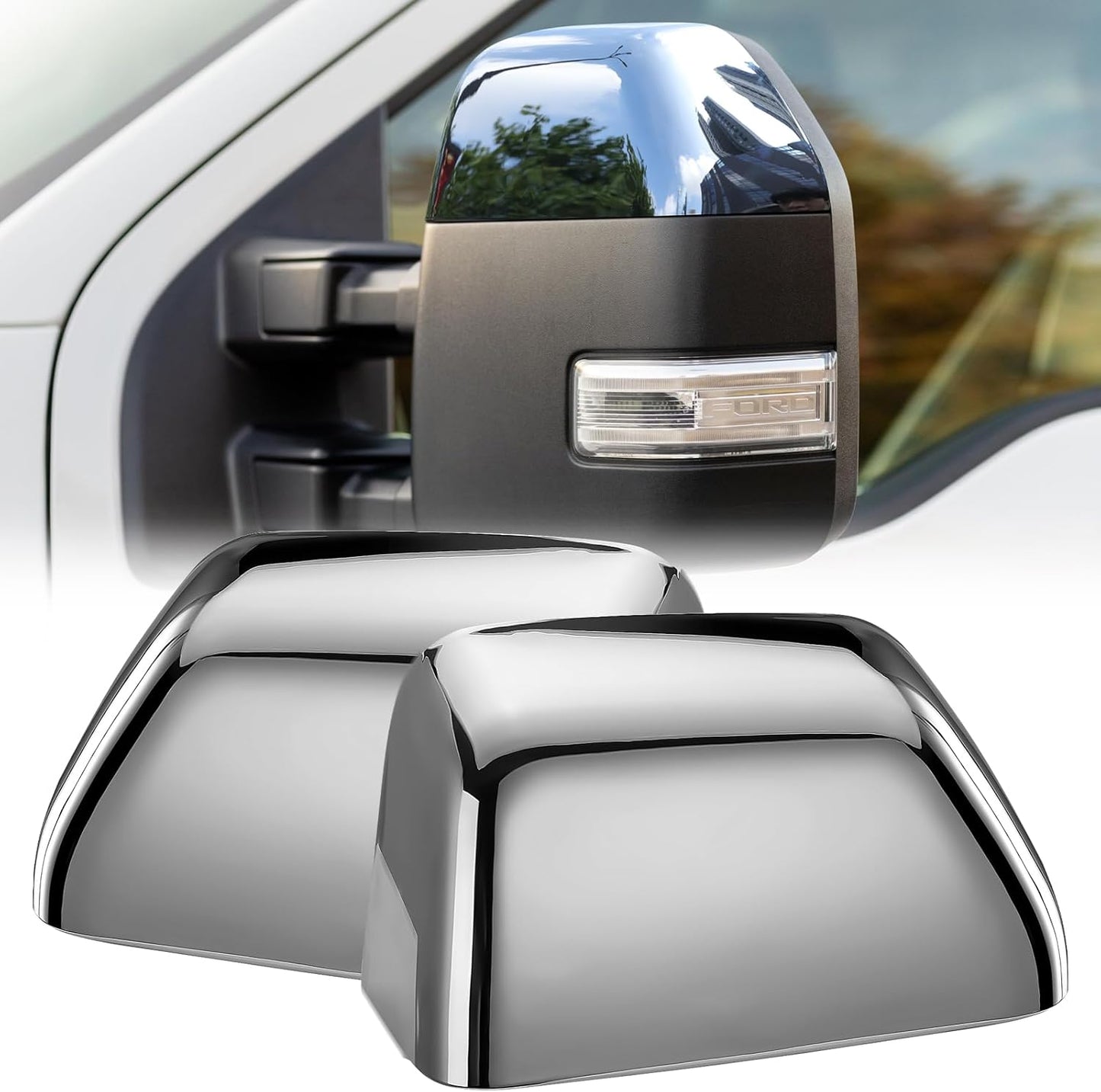 ACLONG Chrome Tow Mirror Cover Caps for Ford Super Duty 2017-2024