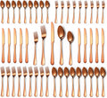 50 Pcs Rose Gold Silverware Set for 10 - Durable Titanium Plated