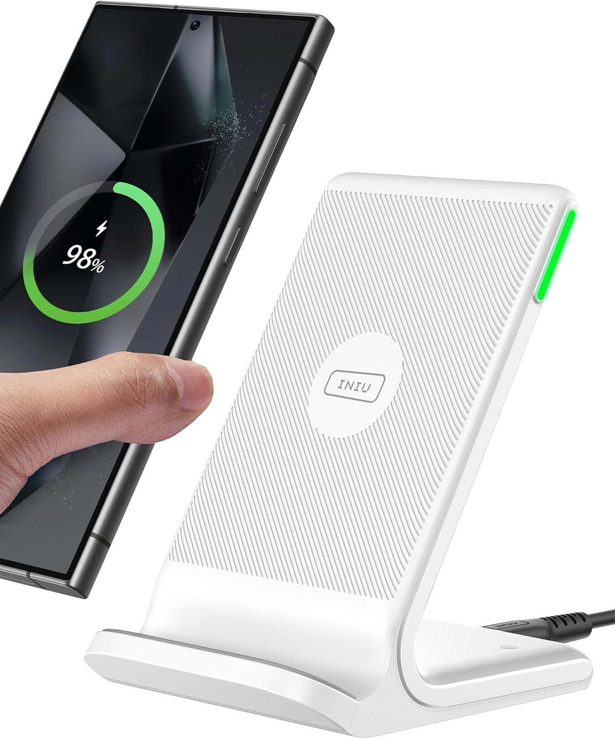 INIU 15W Fast Wireless Charger Stand, Qi-Certified for Multiple Devices