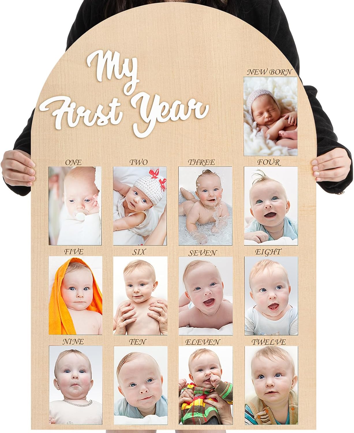 My First Year Photo Board Baby Birthday Frame for Keepsakes