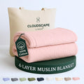 Cloud Scape Linen Oversized 4 Layer Muslin Blanket Queen Size