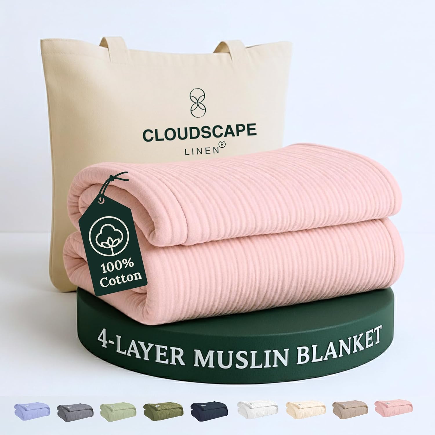 Cloud Scape Linen Oversized 4 Layer Muslin Blanket Queen Size