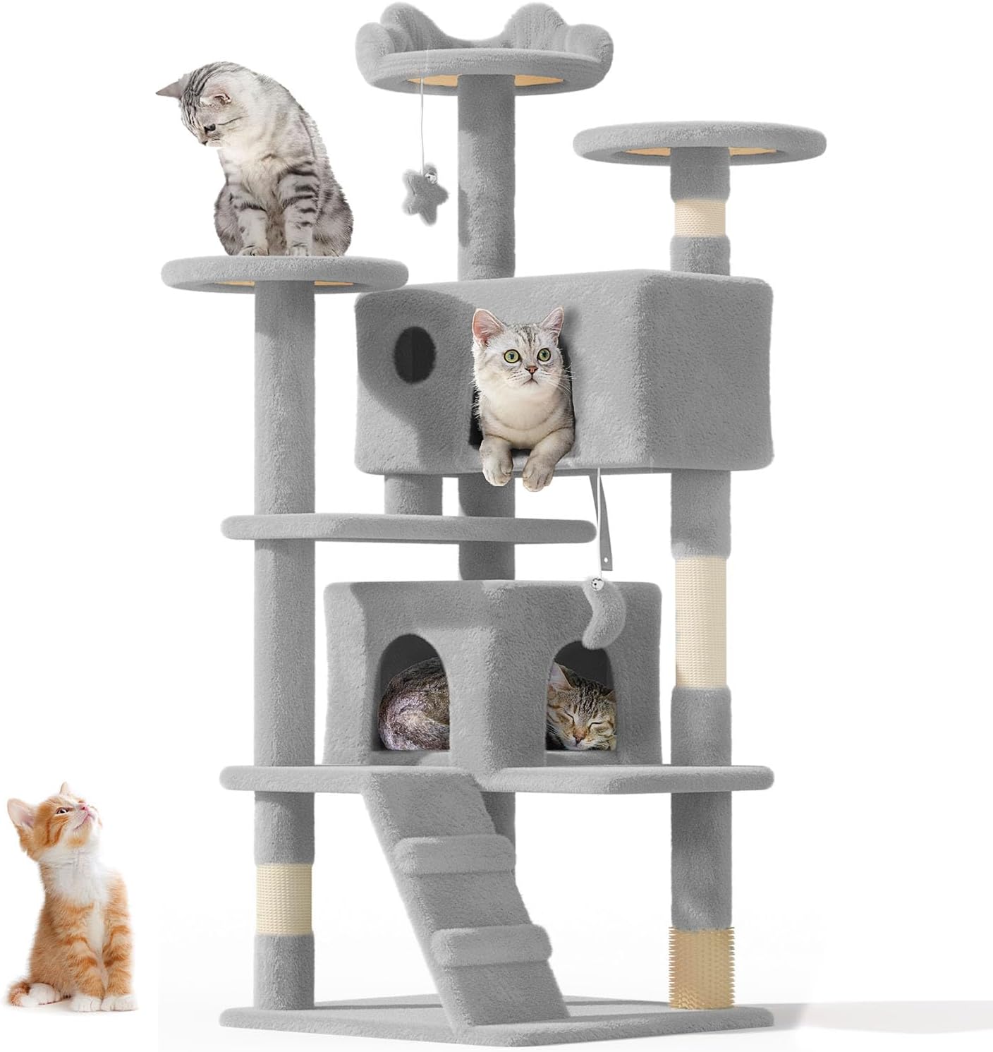 54 Cat Tree Tower for Indoor Cats - Plush Multi-Level Condo