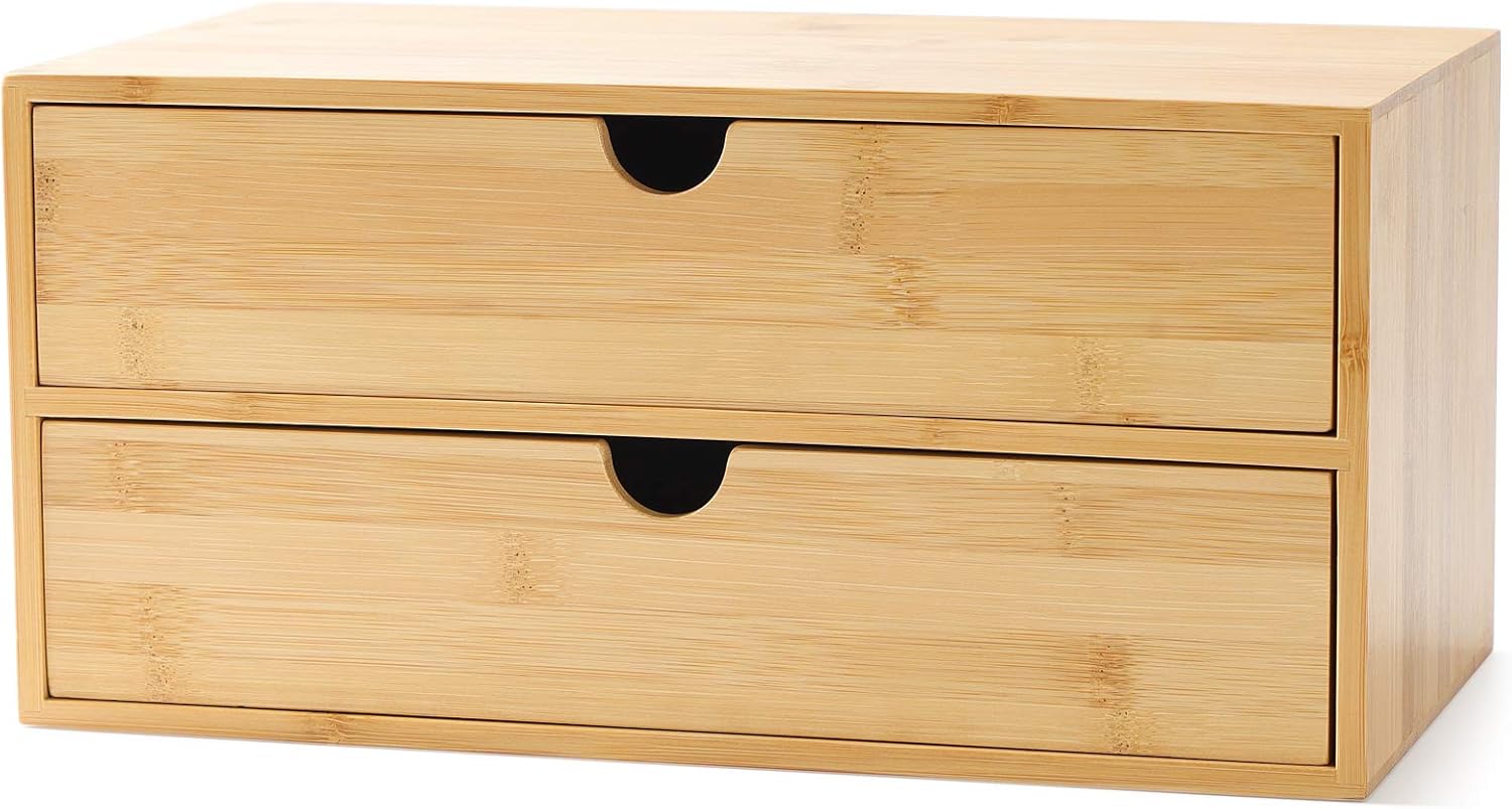 Effortless Organization with Wisuce Bamboo 2 Drawer Organizer