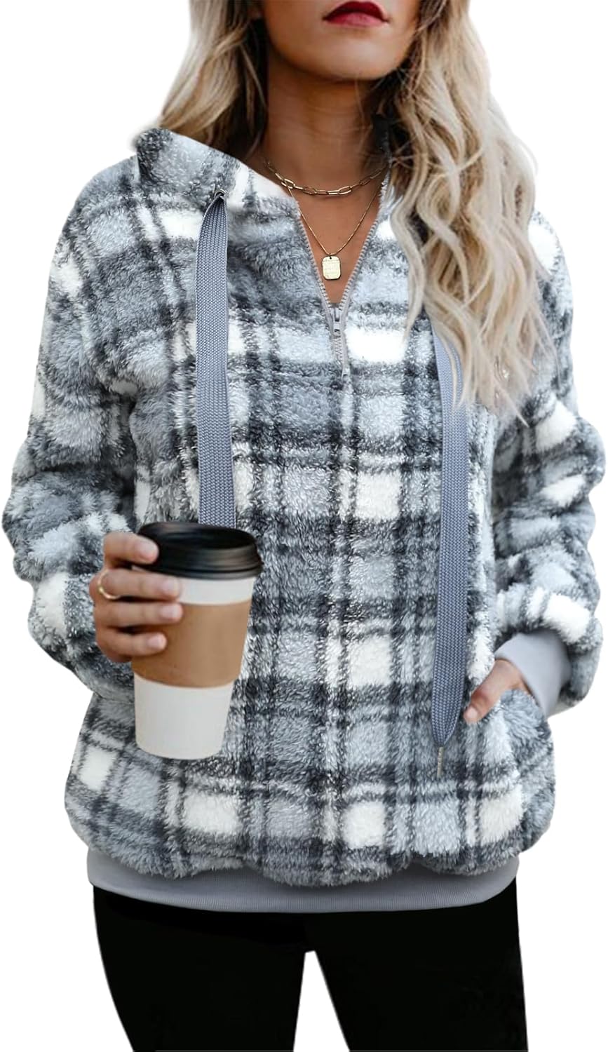 Nirovien Womens Sherpa Pullover Fuzzy Hoodie for Cozy Comfort