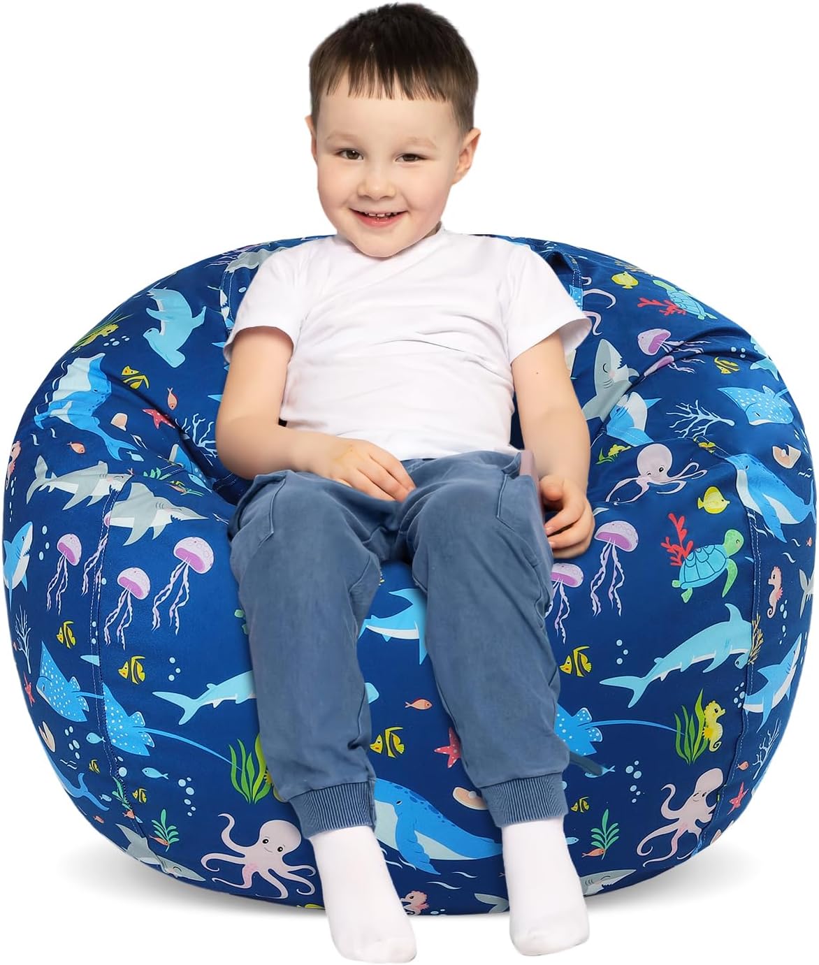 Kids Stuffed Animal Storage Beanbag - Toy Organizer 32'' Cover