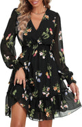 Prettywear Women's Floral Chiffon Long Sleeve Mini Dress Review