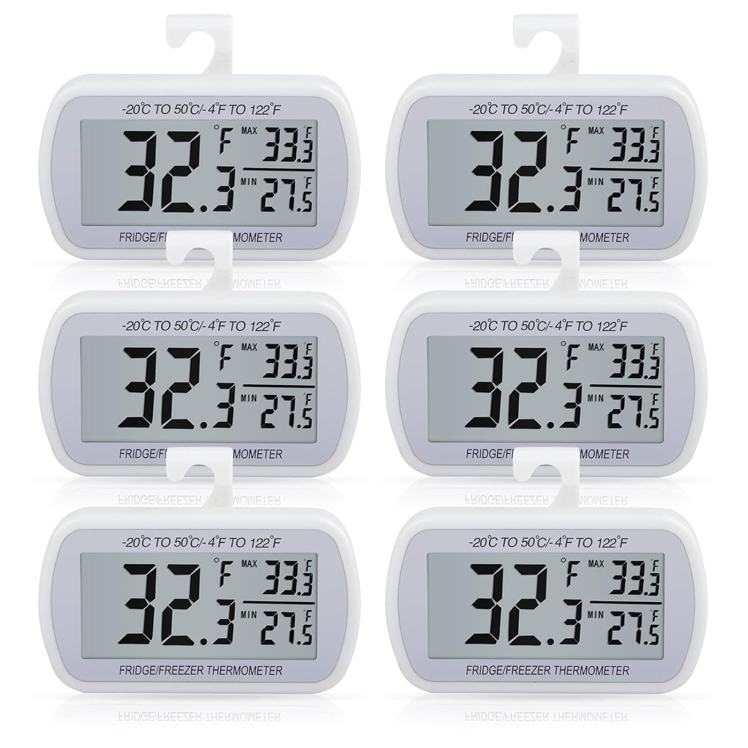AEVETE Waterproof Digital Refrigerator Thermometer - 6 Pack