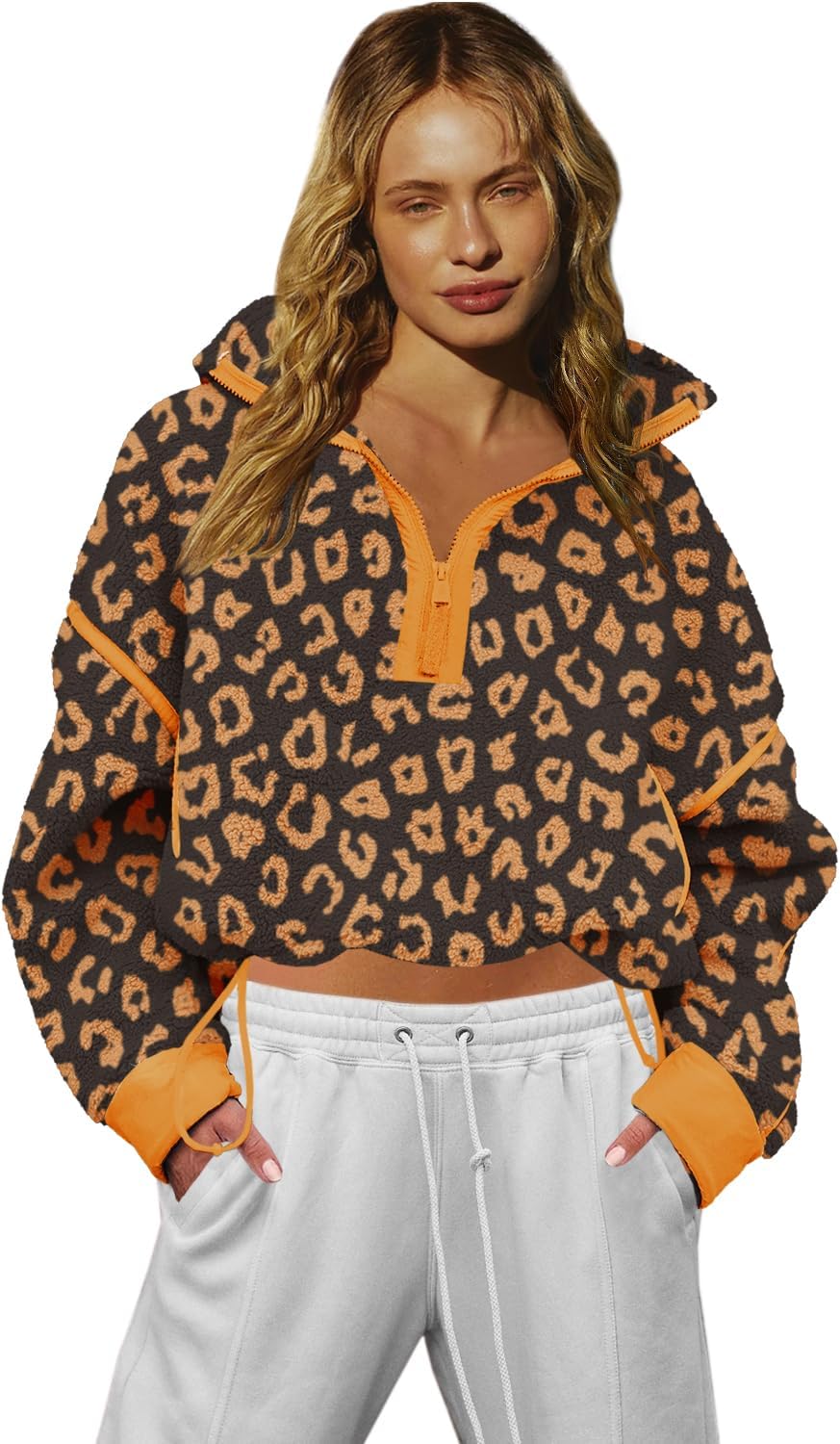 LAMISSCHE Half Zip Sweatshirt Women Oversized Sherpa Jacket