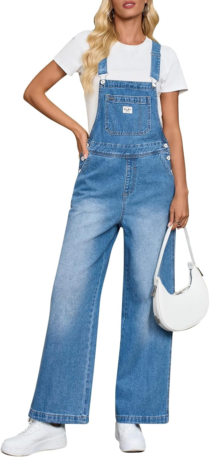 Cicy Bell Women's Denim Bib Overalls for Casual Style and Comfort