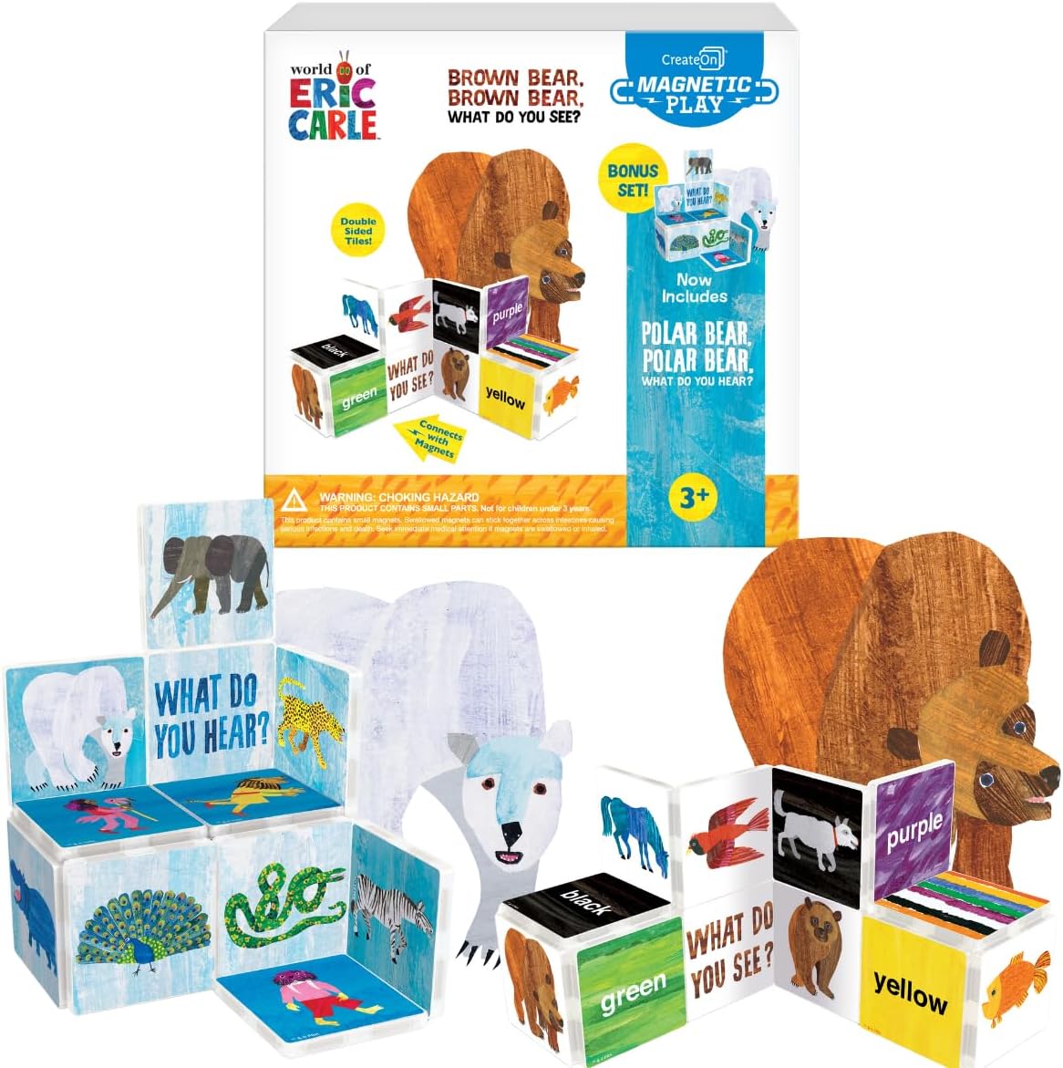 CreateOn Eric Carle Brown Bear Magnetic Tiles Set for Kids