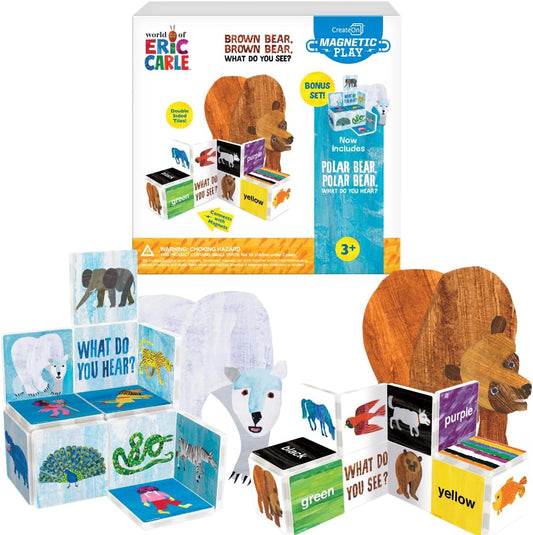 CreateOn Eric Carle Brown Bear Magnetic Tiles Set for Kids